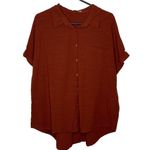 Apraw Burnt Orange Short Sleeve Button Up Summer Casual Plus Size XXL Womens Photo 0