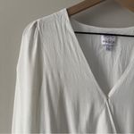 Koko + Mason White Cropped Wrap Top 3/4 sleeve snap v Photo 3