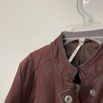 Free People  Size 6 Red Distressed Faux Suede Leather Modo Zip Jacket Photo 1