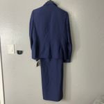 Nipon Boutique Asymmetrical Ruffle 1 Button Jacket & Wide Leg Pant Blue 10 Photo 1