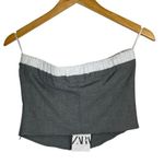 ZARA NWT Grey Contrast Boxer Top Sz Medium Tube Crop Preppy Photo 3