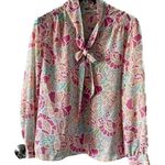 Vintage sheer floral secretary blouse sailor knot/p Photo 0