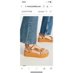 JUST FAB Taneisa Women’s Rusched Strap Wedge Sandal Size 9 Tan Photo 3