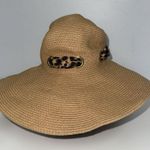 Adrienne Vitadinni Floppy Hat Womens O/S Wide Brim Sun Tan Leopard Print Summer Photo 3