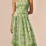 Farm Rio NWOT  Floral Delicate Tapestry Linen Drop-Waist Midi Dress Size XS Green Photo 0