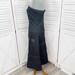 Anthropologie  Odille Bow Detail Tiered Strapless Midi Dress Black 10 Whimsygoth Photo 1