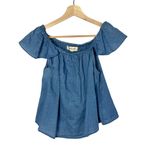 Madewell  Indigo Cotton Chambray Off Shoulder Short Sleeve XXS Photo 2