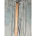 Miss Me  Cargo Pants Trouser Medium Mint 100% Linen Wide Leg Aztec Boho Y2K TALL Photo 8