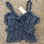 ZARA Dusty blue lace tank top Photo 0