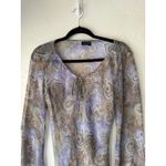 Star City Y2K Small Blue Paisley Retro Hippie Artsy Asymmetrical Sheer Top rain Photo 1