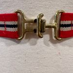 Vintage Snaffel Belt Red Blue Stripe Gold buckle Size small Photo 1