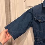 VTG IDEAS Denim Jumpsuit Women Medium Blue Wash Button Front Utility 3/4 Sleeves Photo 2