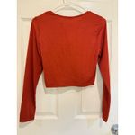 Julia Ribbed Knit Crop Top Long Sleeve Cutout Jewel Buttons Rust‎ Size L Orange Size L Photo 4