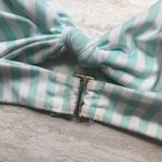Free Press  Trixie Striped Knotted Halter Bikini Swim Top Medium New Green White Photo 6