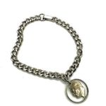 Silver tone Cutout 900 Roosevelt Dime vintage Coin charm bracelet Photo 0
