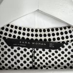 ZARA Woman Size L Blouse Black Polka Dot Tie Neck Long Sleeve Flowy Long Sleeve Photo 2