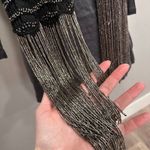 NWT Ralph Lauren Jeans Co Black Beaded Fringe Scarf Wool Blend Knit Photo 2