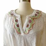 Roller Rabbit Luca Caftan Dress White Eyelet Embroidery Scalloped Floral Small Photo 3