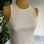 Nuetral beige ribbed sleevless cropped tank top Tan Size M Photo 1