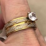 New CZ 2 Piece Wedding Ring Gold Filled Size 8 Photo 2