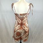 Molly green white and rust boho tie shoulder satin slip mini dress size small Photo 2