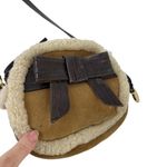 UGG  Sheepskin Crossbody Bag with Leather and Chain Strap Bow Tan Suede Small Photo 9
