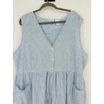 Vermont Country Store Midi Dress Size 2X Striped Button Front Pockets Seersucker Blue Photo 1