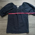 Michael Stars  Navy Puff Sleeve Eyelet 100% Cotton Peasant Top Size 0 XS Floral Photo 7