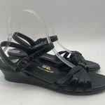 SAS Sandals 9.5 SLIM Strippy Quarter Strap Wedge Black Patent Leather 9.5 SLIM Photo 2