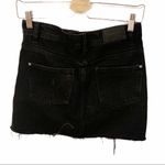 ZARA Size XS Black Raw Hem Denim Jean Mini Skirt Photo 3