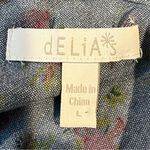 Delia's Delia’s Floral Button Down Shirt Denim Blue Size Large Photo 3