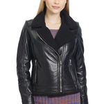 Mauritius Gila lamb leather faux sherpa lined motorcycle jacket size US 6 small Photo 0