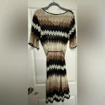 Dress Barn Dress barn women’s brown zig zag v neck crocheted cover up plus size 16 Photo 1