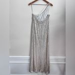 Maniju  silver sequin one shoulder Maxi dress L Photo 1