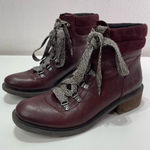 Sam Edelman  Women 7 Darrah Combat Lace Up Hiker Boot Burgundy Leather Wool Boho Photo 0