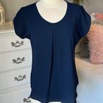 Jenni  & Marlis Navy Blue Flowy Classy Top Petite Small Womens Lattice Back Photo 2