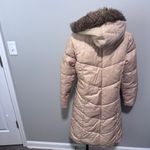 Steve Madden  Long Puffer Coat Large Golden Tan Fur Hood Winter Photo 2