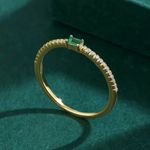 Sterling Silver BNIB - Green Stone S925  Ring - 14K Gold Plated. Photo 4