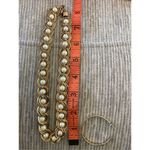 Vintage Gold Link Chain Pearl Necklace Hoop Earrings Set Jewelry Photo 5