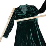 Talbots Effortless Velvet Smocked Midi Dress 10 Long Sleeve Green Ruffle Collar Photo 8