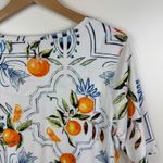 Chico's  Tropical Jewel Neck Tee Sz‎ 2 Large Orange Fruit Print Floral Pima Cotton Photo 2