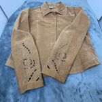 Coldwater Creek Vintage  Women's Brown Leather Jacket with Cutout Designs M Boho Photo 8