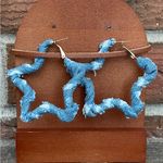 Distressed Denim Star Hoop Earrings Blue Photo 0