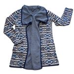 Lucky Brand Open Long Sleeve Cozy Cardigan Nordic Ivory Blue Women's Small Photo 0