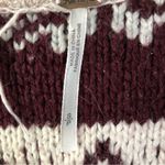 Free People  Snow Angel Burgundy & Cream Tribal Fair Isle Knit Thermal Sweater S Photo 2