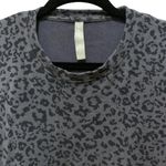 Athleta Pure Luxe Leapard Print Gray Black Crewneck relaxed LS sweater top Photo 4