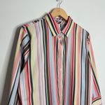 Chico's Chico’s Classic‎ Non Iron Chic Stress Striped Blouse MultiColor Large Chico 2 Photo 4