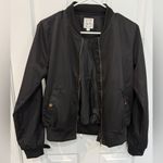 Hippie Rose  Black Bomber Zip Up Jacket Snap Pockets Women’s Size Small Photo 1