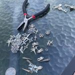 Handmade Silver Y2k Fish Bone Hoop Earrings , Punk Goth Boho Silver Photo 6