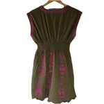 BCBG Max Azria Olive Green Embroidered Mini Dress Size M Festival Cottagecore Photo 1
